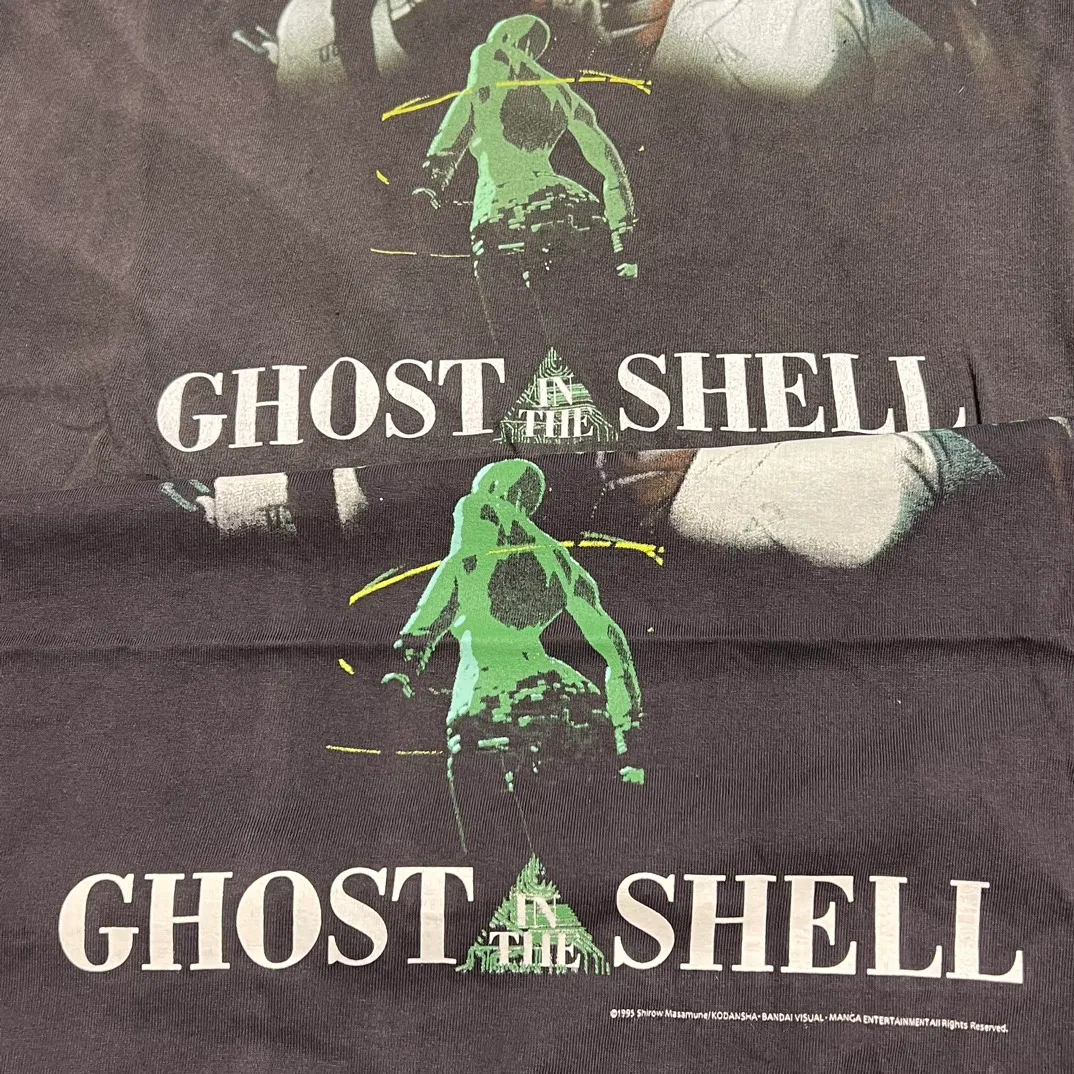 Printing proofing SAINT Mxxxxxx × GHOST IN THE SHELL Ghost in the Shell GS_LS TEE/GITS/BLK Big IP Ghost in the Shell joint model Motoko Kusanagi takes a bath Retro distressed long sleeves with holes Washed black S-XL